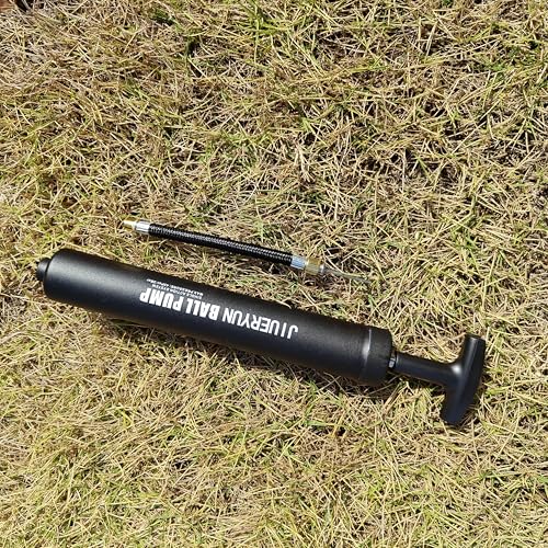 Sports Ball Pump Inflator with 5 Needles (Pin), Dual Action Hand Held Portable Air Pump with pins to Inflate Soccer Ball, Football, Volleyball, Rugby, Netball & Basketball - color: black