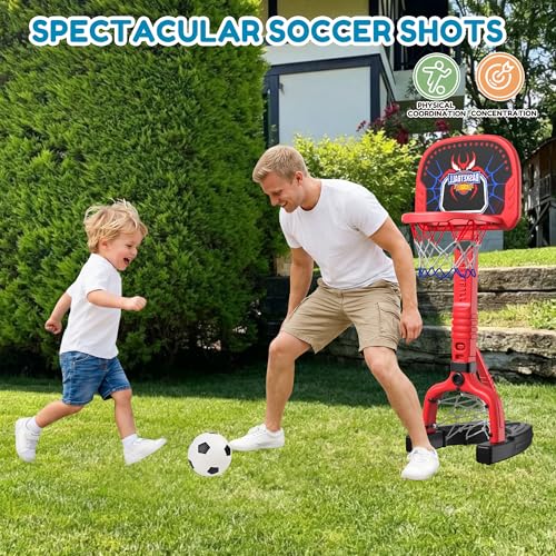 Toddler Basketball Hoop, Easy Score Baby Kids Basketball Hoop & Soccer Goal for Indoor Outdoor Play, Adjustable Height 2–4.4 ft, Birthday Gifts Spiderman Toys for Toddlers Age 1 2 3 4 5