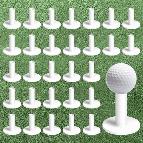 Amy Sport Golf Rubber Tees Value 30 Pack 1.5" 2.25" 2.75" 3" 3.13" Same Size, Durable & Hold Ball Well in White for Indoor Outdoor Practice Mat for Men Women - color: Pure White-30 Pack (2.25")