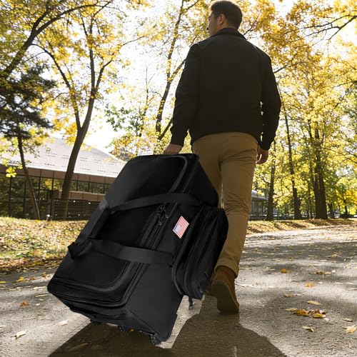 150L Large Rolling Duffle Bag with Wheels, Heavy Duty 32'' Tri-Wheel Gear Hauler for Camping,Moving Sports Equipment,Military & Airline Checked Bag Approved,Black - color: Black