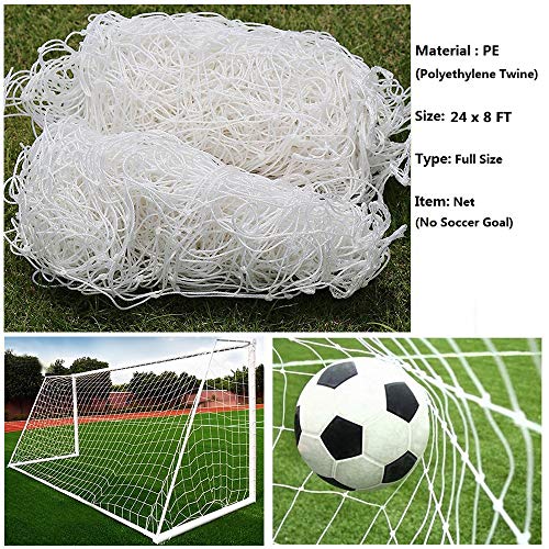 Soccer Goal Net Football Polyethylene Training Nets Full Size, Post Not Included - style: 24 x 8FT-2.5mm