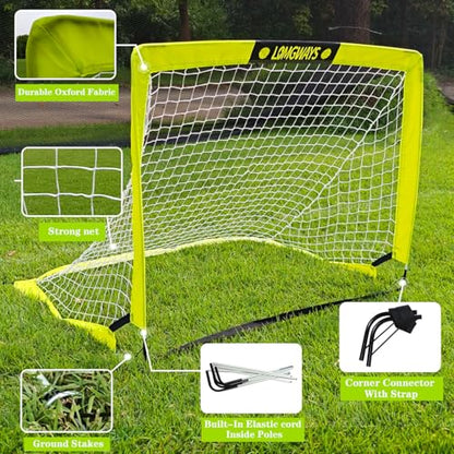 LOMGWAYS Soccer Goal – Foldable Frame Net for Kids + Youth – Indoor + Outdoor Soccer Goal with Carry Bag – Easy Set up – Multiple Sizes for Practice & Games - size: 4x3FT(2 Pack)