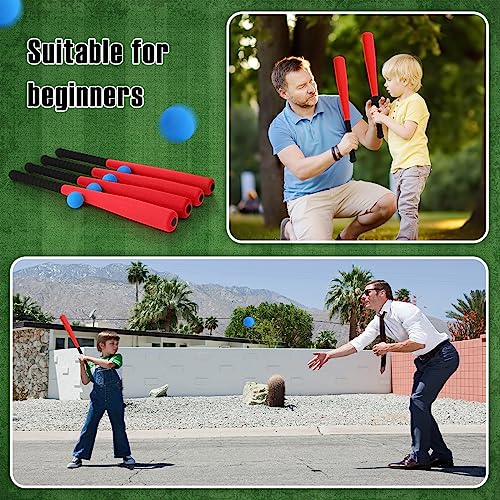 Wettarn 4 Pcs Foam Baseball Bat 24 Inches Foam Bat with Safe Soft Baseballs T Ball Set for Outdoor Indoor Sport Game Beginners Practice Playing Training(Red)