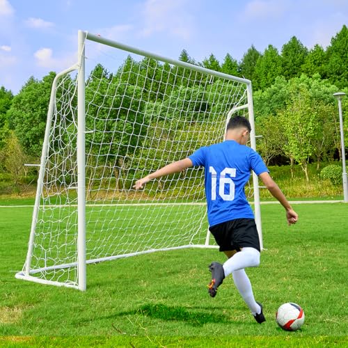 Soccer Goal 12×6, 8×6 and 6×4 FT Soccer Goals for Backyard, 2"Diameter Steel Soccer Goal for Kids and Adults Large soccer goal Powder Coated Galvanized Steel Post With Soccer Target Net for Training - style: 8'W×6'H