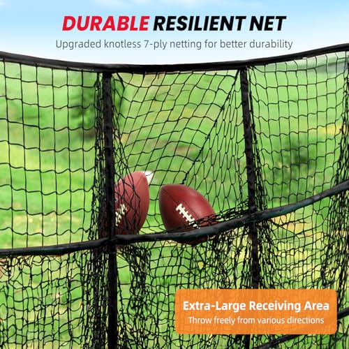 BAGAIL Football Throwing Net - 5 or 9 Target Pockets, Easy Setup, Heavy-Duty - Portable QB Accuracy Trainer, Fun Target Practice Net for Football with Carry Bag - color: Black, style: 7'x 7' - 5 Pockets