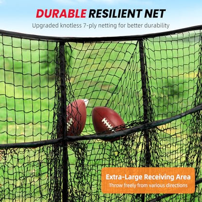 BAGAIL Football Throwing Net - 5 or 9 Target Pockets, Easy Setup, Heavy-Duty - Portable QB Accuracy Trainer, Fun Target Practice Net for Football with Carry Bag - color: Black, style: 7'x 7' - 5 Pockets