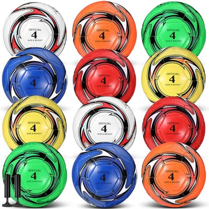 12 Pcs Soccer Balls for Adult Bulk Deflated Soccer Balls Official Size 4 5 with Pumps Outdoor and Indoor Training Practice Football for Sports Game Birthday Gift Party - size: Size 4