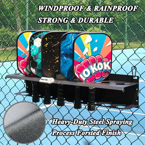 Pickleball Paddle Rack, 4/8/12-Paddle Holder, with Label to Track Next Up Players, Multiple Racks are Spliced to Achieve Expansion, Fence or Wall Mount, Steel, Black - color: BLACK - 3 SETS
