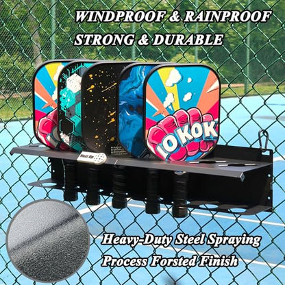 Pickleball Paddle Rack, 4/8/12-Paddle Holder, with Label to Track Next Up Players, Multiple Racks are Spliced to Achieve Expansion, Fence or Wall Mount, Steel, Black - color: BLACK - 2 SETS
