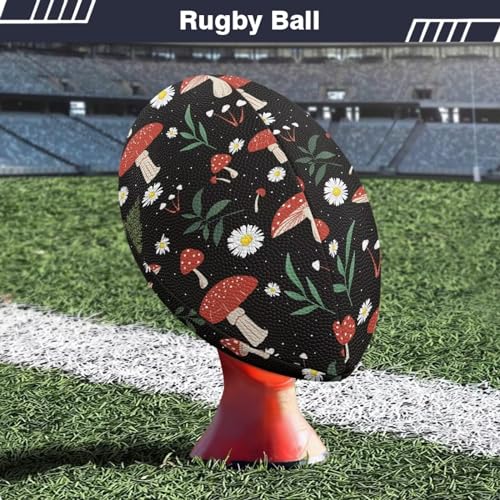 SYtrade Recreational Football Game Footballs PU Composite Leather Footballs for Training Indoor Outdoor - color: Mushroom Daisy Black