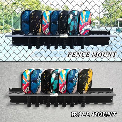 Pickleball Paddle Rack, 4/8/12-Paddle Holder, with Label to Track Next Up Players, Multiple Racks are Spliced to Achieve Expansion, Fence or Wall Mount, Steel, Black - color: BLACK - 3 SETS
