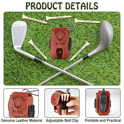 Naozinebi Father‘ s Day Gifts Golf Bag Tee Holder with 5 Tees Set Best Dad by Par 3-1/4 inch Wooden Golf Tees Bulk for Funny Dad Grandpa Uncle Birthday Present from Daughter Son