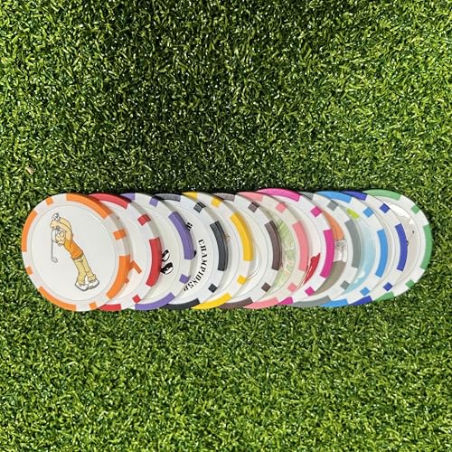 Golf Ball Marker Poker Chips, 12 Styles Funny Collection Ball Marker Set for Women Men Gift Accessories, 1.57 Inches