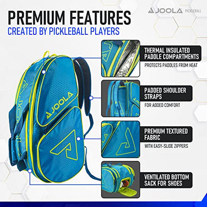 JOOLA Tour Elite Pickleball Bag – Backpack & Duffle Bag for Paddles & Pickleball Accessories – Thermal Insulated Pockets Hold 4+ Paddles - Includes Fence Hook