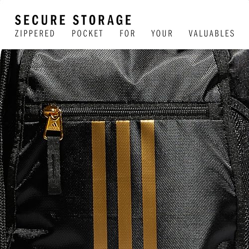 adidas Alliance Sackpack – Drawstring Backpack for Sports, Small Gym Bag - color: Black/Gold Metallic/2