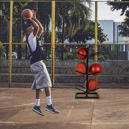 Basketball Organizers Metal Ball Storage Rack Sports Storage for Indoor Outdoor