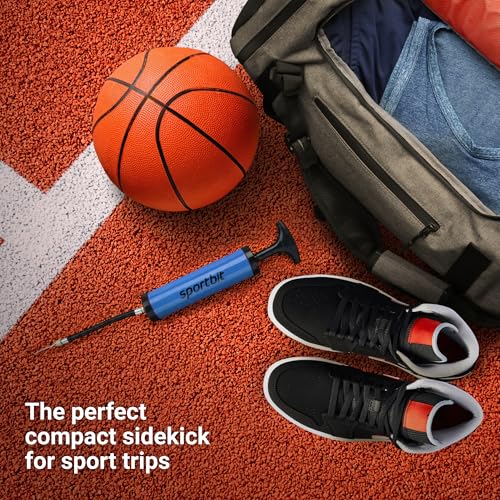 SPORTBIT Ball Pump for Sports Balls - Hand Pump for Football, Soccerball, Volleyball, Basketball Inflator, Ball Air Pump - Exercise Balls - Comes with 5 Needles