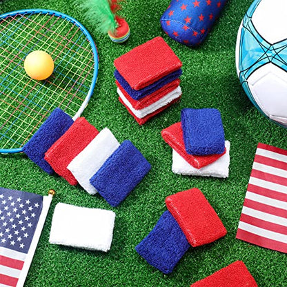 Leyndo Wrist Sweatbands Bulk for Kids Field Day Cotton Terry Sweat Bands Sports Fan Wristbands Kids for Summer Camp Student Football Team Competition Party