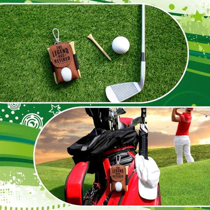 Realspring 8 Pcs Father's Day Golf Retired Gifts Set Daddy Grandpa Golf Gifts, Ball Pouch Bag and 5 Pcs Wood Tees 2 Balls Christmas Birthday Gift for Men, Grandpa from Daughter Son