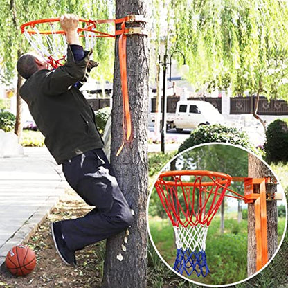 Adjustable Indoor/Outdoor Wall Mounted Basketball Hoop, Basketball Goal for Tree/Pole Hanging, Kids Adults Basketball Rim, Easy to Install - color: Punch-free Adult Models