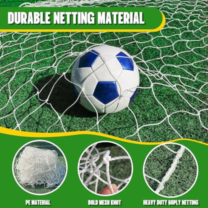 Soccer Goal Net Replacement, Heavy Duty Polypropylene Football Net for All Levels, All-Weather Backyard/Park Practice, White, No Frame Included