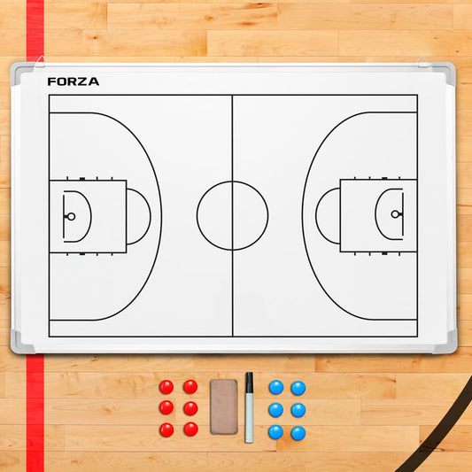 FORZA 35in x 24in Double-Sided Sports Coaching Whiteboard | 13 Sport Options - Dry Erase Board Equipped with Magnetic Markers, Pen & Eraser (Basketball, with Carry Bag) - size: With Carry Bag, style: Basketball