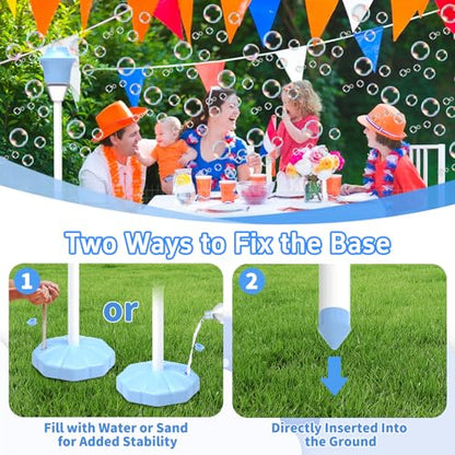 Infowush Bubble Machine for Kids, Automatic Standing Bubble Maker Machine Height Adjustable Up to 47 Inches Outdoor Battery Bubble Machine with Light/Music for Toddlers Birthday Party Gifts（Blue） - color: Blue