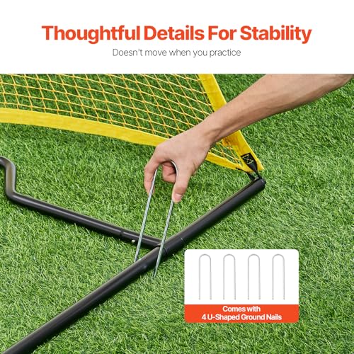 VEVOR Soccer Trainer，Portable Soccer Rebounder Net, Iron Soccer Practice Equipment, Sports Football Rebounder Wall with Portable Bag, Perfect for Team Solo Training, Passing, Volley - size: 7x7ft
