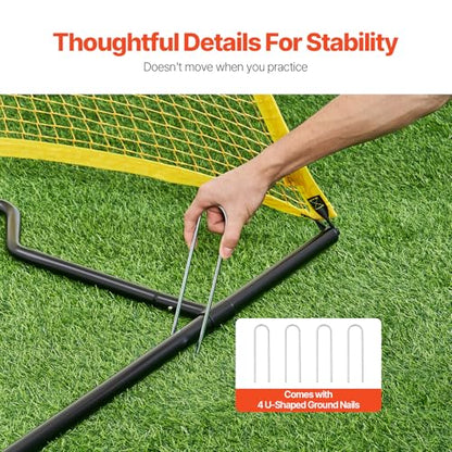 VEVOR Soccer Trainer，Portable Soccer Rebounder Net, Iron Soccer Practice Equipment, Sports Football Rebounder Wall with Portable Bag, Perfect for Team Solo Training, Passing, Volley - size: 7x7ft