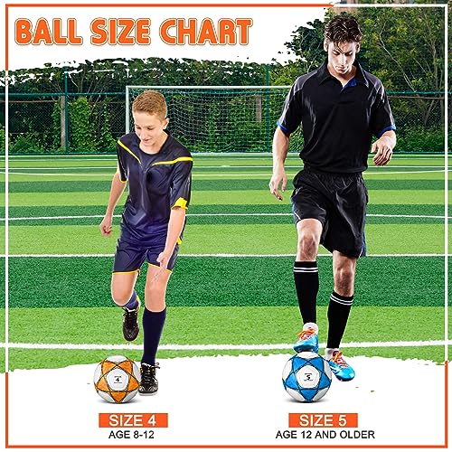 Jenaai 6 Pcs Soccer Ball Bulk with Pump, Official Size 3 4 5 Outside Sport Soccer Ball Machine Stitched for Training Practice