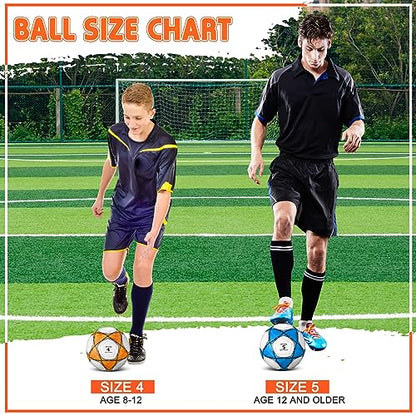 Jenaai 6 Pcs Soccer Ball Bulk with Pump, Official Size 3 4 5 Outside Sport Soccer Ball Machine Stitched for Training Practice