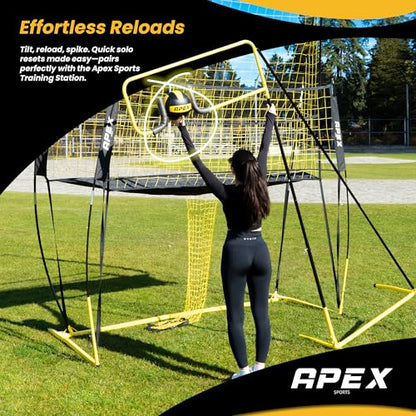 Apex Sports Volleyball Spike Trainer – Adjustable Solo Practice Station for Hitting & Spiking – Durable 25lb Base, Easy Ball Reload – Indoor/Outdoor Training Aid for All Skill Levels