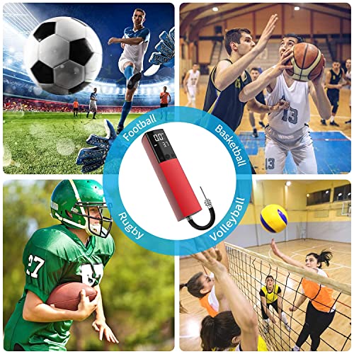 Pumteck Electric Ball Pump, Smart Air Pump Portable Fast Ball Inflation with Precise Pressure Gauge and Digital LCD Display for Football Basketball Volleyball Football - color: Red