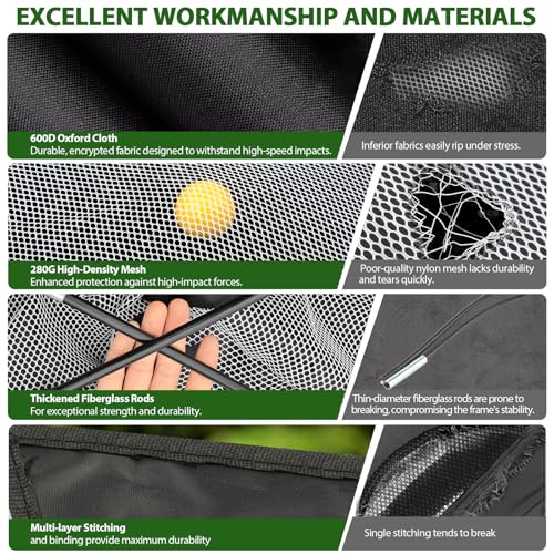 Golf Net, 10x7 Ft Practice Hitting Golf Net with Tri-Turf Mat, Ball, Tee, and Carring Bag, All-in-One Multi-Target Training Aid for Outdoor/Indoor Chipping & Driving, Ideal Gift for Men/Enthusiasts