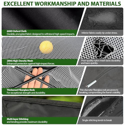 Golf Net, 10x7 Ft Practice Hitting Golf Net with Tri-Turf Mat, Ball, Tee, and Carring Bag, All-in-One Multi-Target Training Aid for Outdoor/Indoor Chipping & Driving, Ideal Gift for Men/Enthusiasts