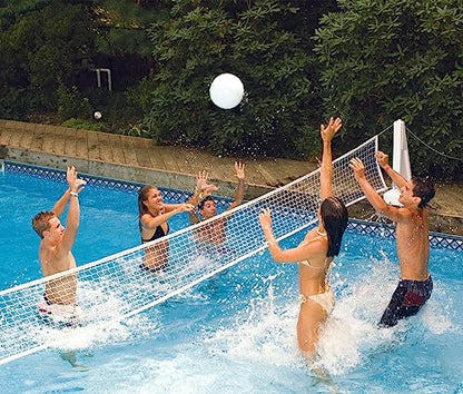 SWIMLINE ORIGINAL Pool Volleyball Net Games Set With Ball Adjustable Up To 20 Feet Wide | For Kids & Adults | 2 Blue Water-Fill Bases | Easy Assembly Compatible W/ Outdoor & Indoor Inground Pools - style: Intro. Volleyball Game
