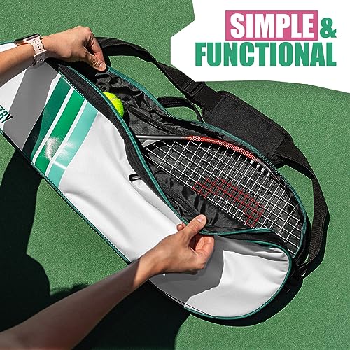 Tennis Bag for Men & Women - Lightweight Durable Racquet Bag with Adjustable Shoulder Strap & Side Pockets - Fits Multiple Racquets - Tennis Racket Cover (27" x 10")