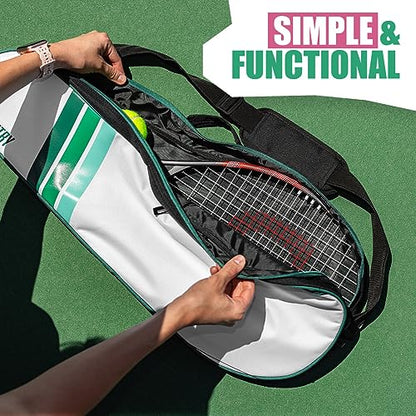 Tennis Bag for Men & Women - Lightweight Durable Racquet Bag with Adjustable Shoulder Strap & Side Pockets - Fits Multiple Racquets - Tennis Racket Cover (27" x 10")