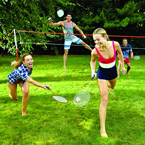 Franklin Sports Badminton Net Sets - Outdoor Backyard + Beach Badminton Net + Equipment Set - (4) Rackets + (2) Birdies + Portable Net Included - Adults + Kids Set - style: Starter