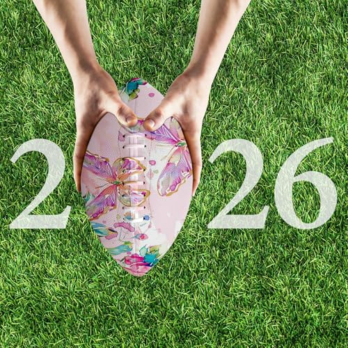 American Football, Official Size 11.9 x 7.3 Inch, Premium Composite Leather High-Grip Ball with Pro-Style Lacing, Unique Prints for Training, Games & Gifts - color: Pink Art Butterfly