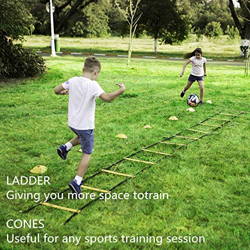 Agility Ladder, Speed Training, Soccer Agility Speed Training Equipment, 20ft Agility Ladder, 6 Soccer Cones, Running Parachute, Basketball Football Soccer Training Equipment for Kids, Youth, Adults