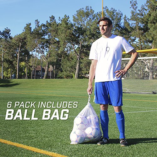 GoSports Premier Soccer Balls - Single or 6 Pack - Sizes 3, 4, 5, with Ball Pump - size: 6 Pack - Size 4