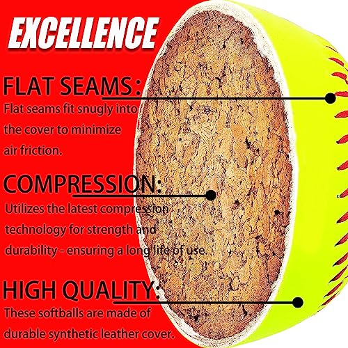 KRTOYUST® Softball Ball,11" & 12" Official Size Softballs Great for Practice Training - Comply with Official Size and Weight Standard - size: 12", style: 3 Softballs