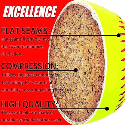 KRTOYUST® Softball Ball,11" & 12" Official Size Softballs Great for Practice Training - Comply with Official Size and Weight Standard - size: 11", style: 6 Softballs