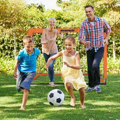 Bearwill Soccer Goal, Kids Soccer Goals for Backyard Set of 2, 4x3ft Portable Soccer Goal Pop Up Soccer Net, Kids Soccer Net Training Equipment with Soccer Ball, Ladder, Cones, Targets - color: Orange