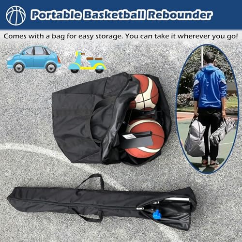 Basketball Hoop Metal Ball Return Attachment - 180° Rotating Rebounder Net for Youth & Adults, Home Gym Shot Trainer for Improved Shooting Efficiency & Practice