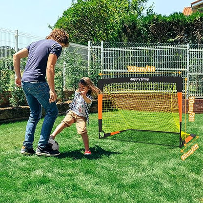 Happy Jump 7x5' & 5x3.6' Portable Soccer Goals for Kids Ages 6-14, Weatherproof Net and Steel Frame for Backyard Fun and Outdoor Training, Quick Setup and Sturdy for All Weather Conditions - style: 4x3 FT, 2 Set