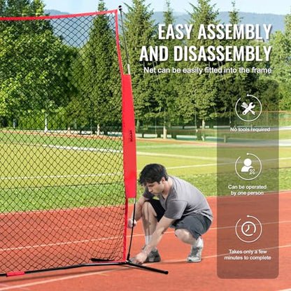 VEVOR 7X7ft/12X9ft/16X10ft/20x10ft Barricade Backstop Net, Ball Sports Barrier Netting, Portable Practice Net for Baseball Softball Lacrosse Hockey Basketball Equipment Training Net