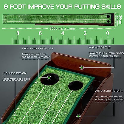Putting Green Putting matt for Indoors Golf Putting Mat - Indoor Putting with Ball. Putting matt for Golf Practice, Portable and Easy to Clean. Great Gift