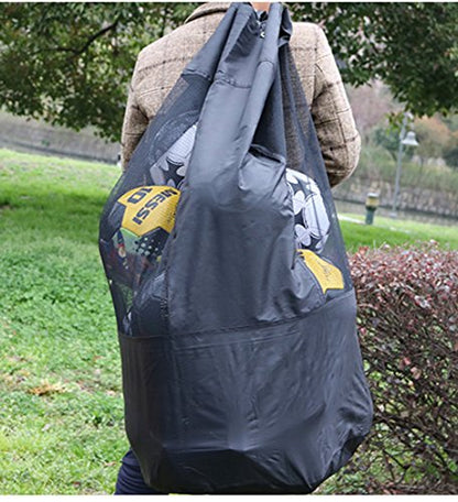 Extra Large Mesh Ball Bag Waterproof Equipment Duffel Bag Heavy Duty Net Ball Shoulder Bag Basketball Volleyball Soccer Rug Ball Football Carrying Bag Tote Storage Sack with Drawstring for 10-15 Balls - color: #1:49cm*130cm / 19" X 51"